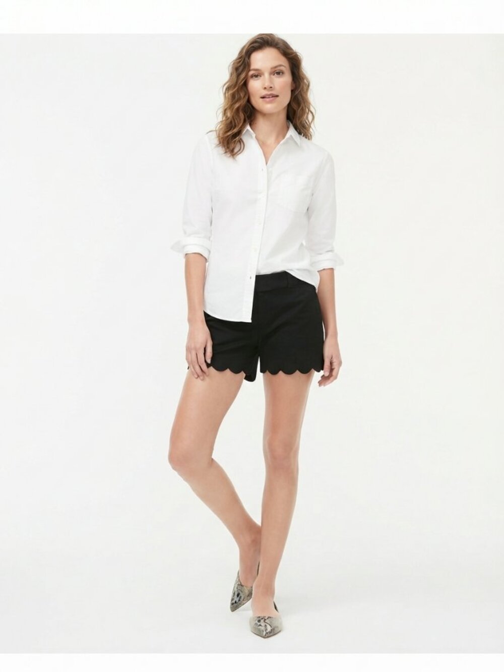 J.Crew Linen-Cotton Blend Scalloped Hem Chino Shorts 10